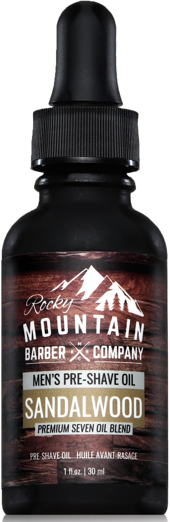 Pre-Shave Oil – with Sandalwood Essential Oil, Jojoba Oil and Argan Oil - Seven Oil Blend for a Smooth Shave by Rocky Mountain Barber Company – 1 floz
