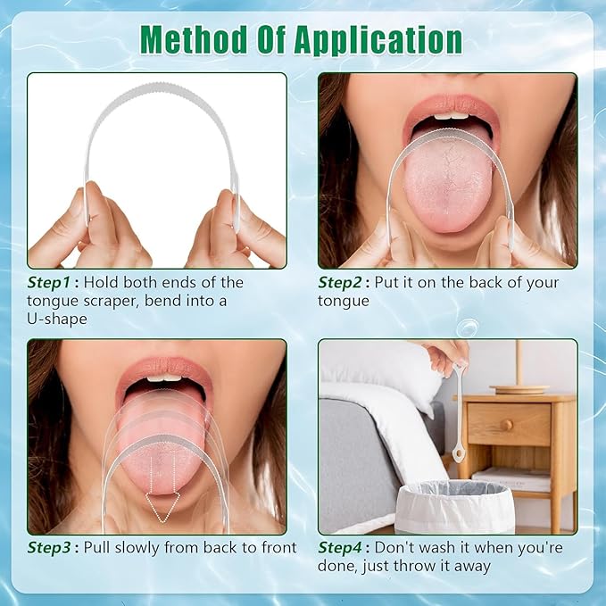10 Count Disposable Tongue Scraper, Plastic Tongue Cleaner for Adults and Kids, Reduce Bad Breath,Promote Fresh Breath,Ergonomic Tongue Scrubber for Oral Care