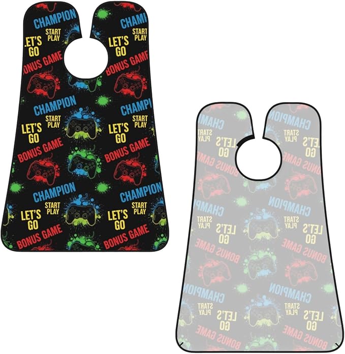 Ultimate Shaving Bib, Beard Trimming Apron with Hair Catcher, Video Gamers Joystick Play Video Game