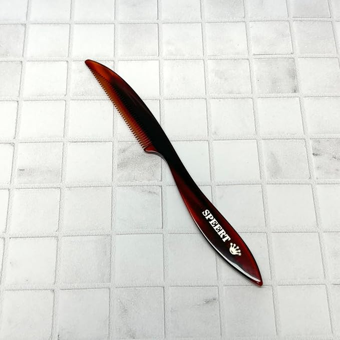 #95 Handmade Narrow Tooth Mustache Beard Comb Small Tortoise Havana Acetate Thick Coarse Fine Short Pocket Sized Facial Hair Grooming Tangle Free Beard Straightener Growth Care Styling Wet Comb