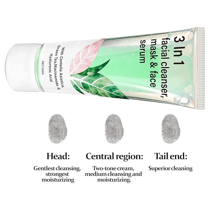 Water Ice Levin Green Tea Mask Cleanser, 3-in-1 Facial Wash, Gentle Pore Care Mask, Firm and Hydrating Foaming Facial Cleanser, Centella Asiatica for Acne-Prone & Sensitive Skin, Korean Skincare