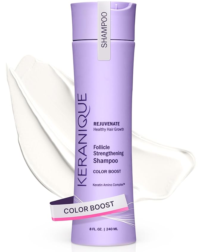 Keranique Keratin Amino Complex Color Boost Scalp Revitalizing Shampoo for Treated Hair, 8 oz - Sulfate, Paraben, Dye Free, Protects Cuticle, Prevents Fade, Moisturizing, Unisex