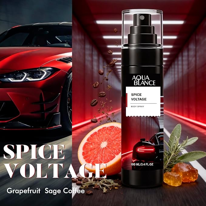 Body Spray for Men, Mens Body Refreshing Spray, Long Lasting, Pack of 3, Each 3.4 Fl Oz, Total 10.2 Fl Oz, Spice Voltage, Cold Signal, Remain Glow