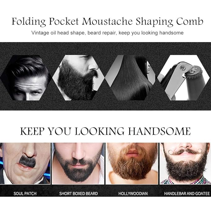 Folding Pocket Moustache Shaping Comb