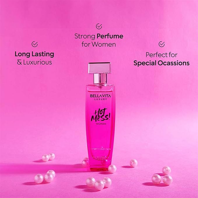 BellaVita Luxury Hot Mess Perfumes for women (100ml) | Luxury Eau De Perfume for Women | Notes of Citrus, Mandarin, Passion Fruit, Floral & Fruity | Premium French Floral Perfume for Women