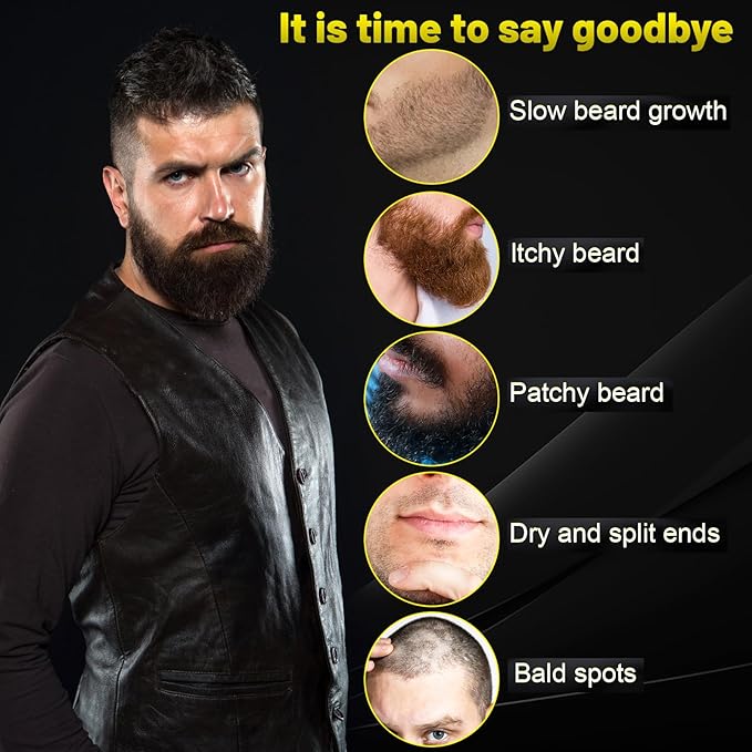 Beard Oil,Maximun Thickening Biotin, with Castor Oil and Argan & Jojoba Oils, Promotes Beard Growth, Styles, Strengthens & Softens Beards & Mustaches,1 Ounce*2（2 Pack）