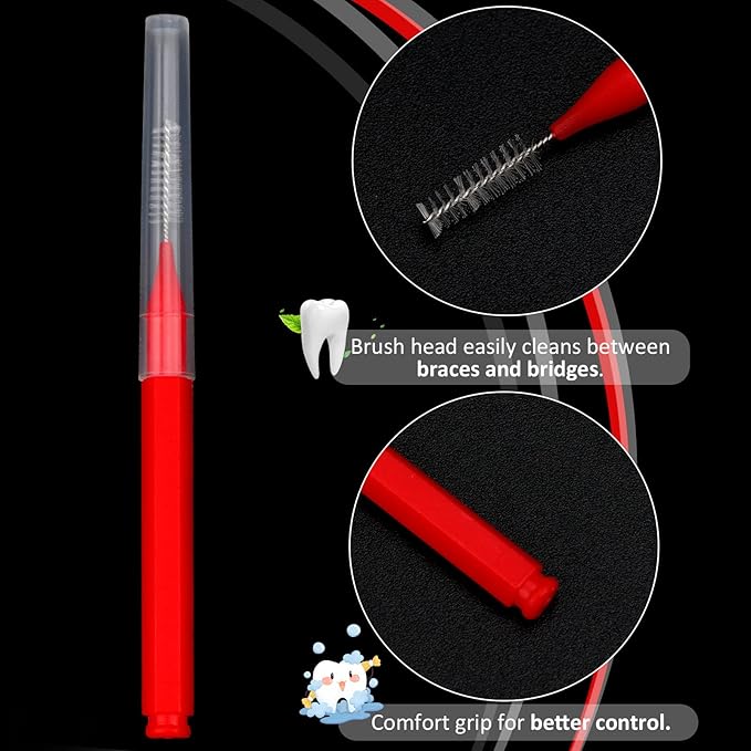 Patelai 100 Pieces Braces Brush for Cleaner Interdental Brush Toothpick Dental Tooth Flossing Head Oral Dental Hygiene Flosser Toothpick Cleaners Tooth Tool(Delicate Colors,Plenty Sizes)