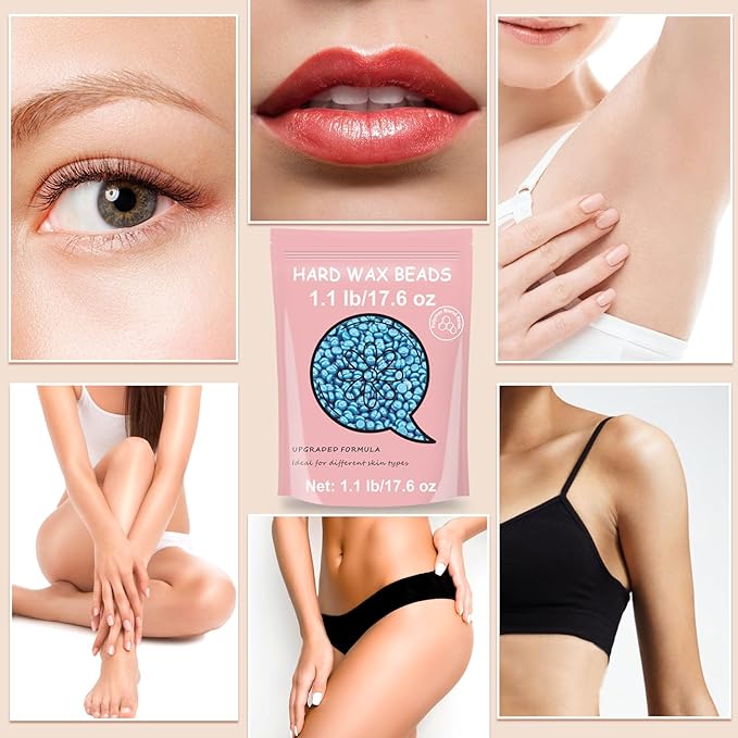 Hard Wax Beads, 1.1 lb Wax Beans for Hair Removal Sensitive Skin, Perfect for Full Body, Facial, Brazilian Bikini, and Legs at Home Wax Refill for Women Men (Jasmine)