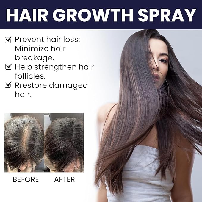Hair Growth Spray, Natural Hair Regrowth Spray, Herbs Ginseng Hairs Tonic, Hydrating Helper for Shine & Strength, Lightweight Leave-In Oil for All Hairs Types (3 Pcs Set)