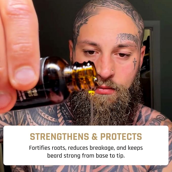 Derm Dude Accelerator Beard Growth Oil for Men | With Castor Oil & Jojoba Oil for Hair Growth | Promotes Thicker Fuller Beard | Hydrate & Soften Facial Hair, Non-Greasy - SandalWoody 1oz