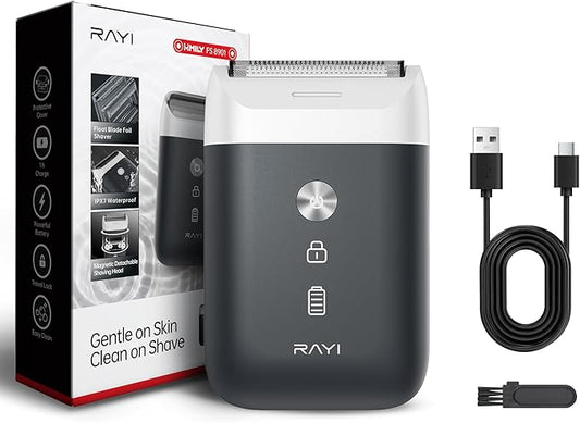 Portable Electric Razor for Men with 8,000 RPM Dual Floating Blade, 1H Charge for 60 Days, Type-C, IPX7 & Anti Pinch, Design for Daily/Travel Use, Electric Foil Shavers for Face, Black