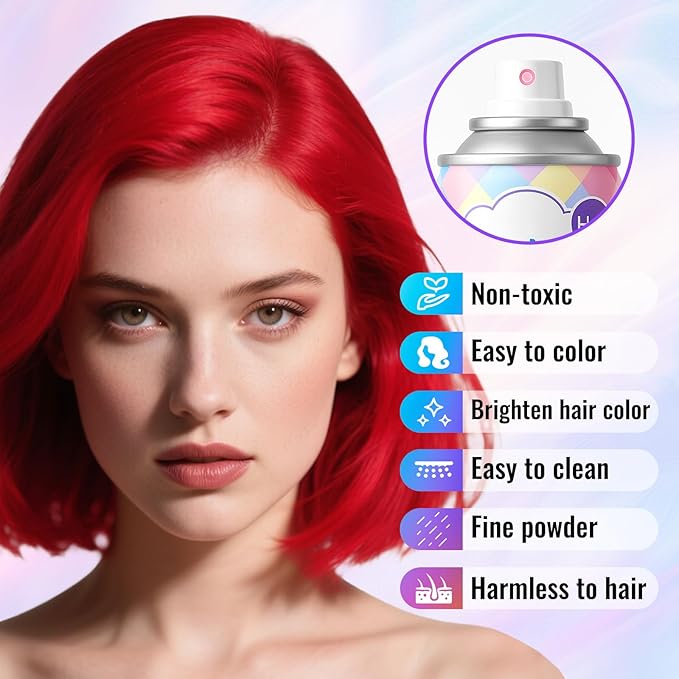 Temporary Gray Hair Color Spray – 1-Day Washable Grey Hair Color for Women Kids Men, Fun Hair Spray for Halloween, Cosplay, Costumes, Parties, Festivals, Crazy Hair Day, DIY Hair Looks