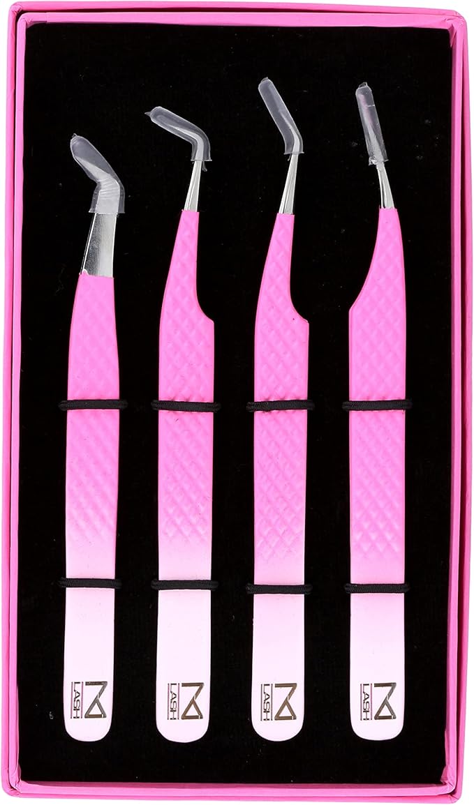 M LASH - V3 Tweezer Set Diamond Grip NANO Fiber Tip - Volume & Classic Eyelash Extensions - Japanese Steel Lash Tool (PW-Ombre)