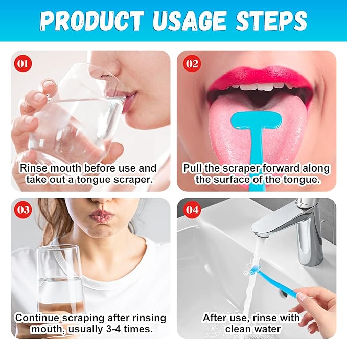 6 Pack Tongue Scraper, Plastic Tongue Cleaner Brush for Adults Tongue Scrubber for Better Breath Dental Oral Care Supplies (6 Pcs Tongue Scraper)