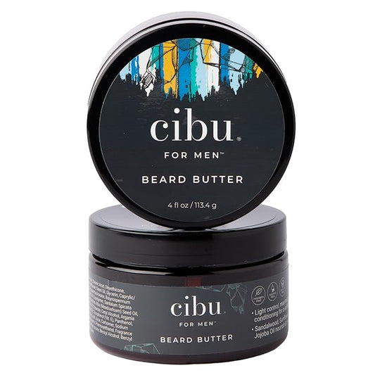 CIBU for Men Beard Butter 4oz - Hydrating Beard Moisturizer for Men to Tame Flyaways and Coarse Hair - Beard Softener with Aloe, Shea Butter, Sandalwood, Sunflower, and Jojoba Oil