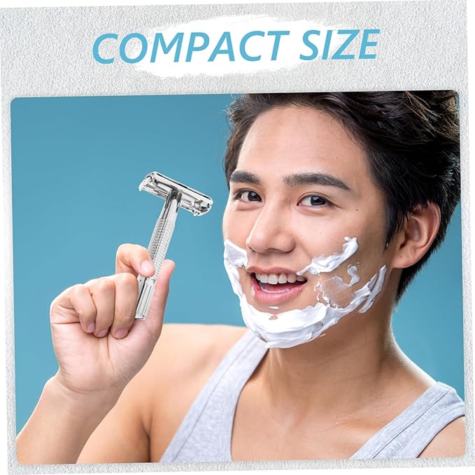 1Set Manual Shaving Razor Long Handle Beard Shaver for All Hair Types Double Safety Razor for Smooth Shaving for Home Use Relief and Beard Styling