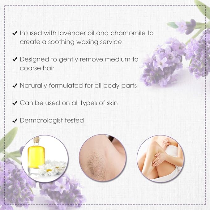 Satin Smooth Lavender Wax with Chamomile, Facial and Full Body Hair Removal Wax, Soothes and Calms, Ideal for Sensitive Skin, Waxing Kit, 14oz, 1-pack