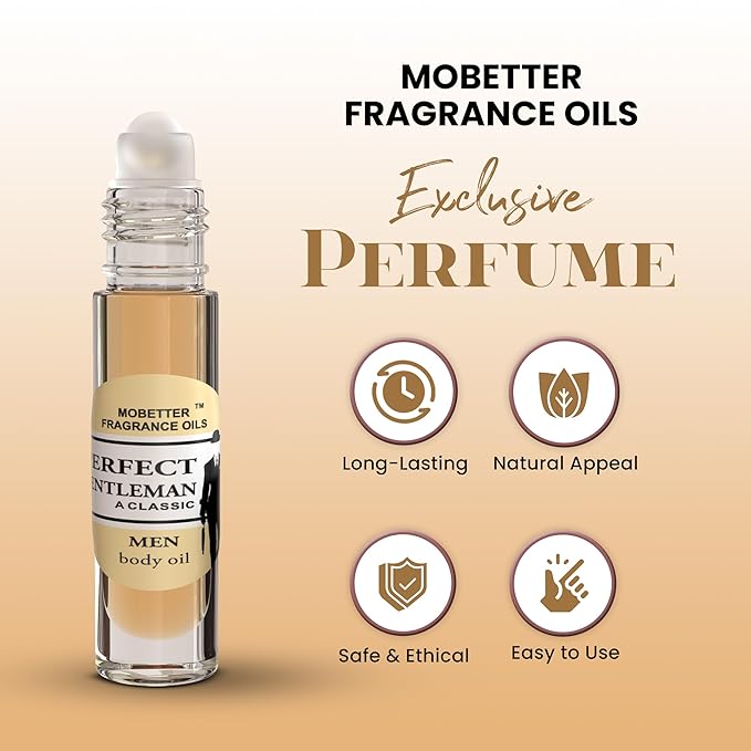 MOBETTER FRAGRANCE OILS Perfect Gentleman A Classic Men Cologne Body Oil 1/3 oz roll on Glass Bottle