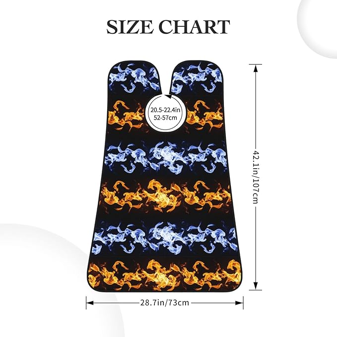 Non-Stick Beard Bib for Shaving, Red and Blue Fire Black Shave Bib, Waterproof Hair Catcher with Suction Cups, Grooming Apron Men Husband