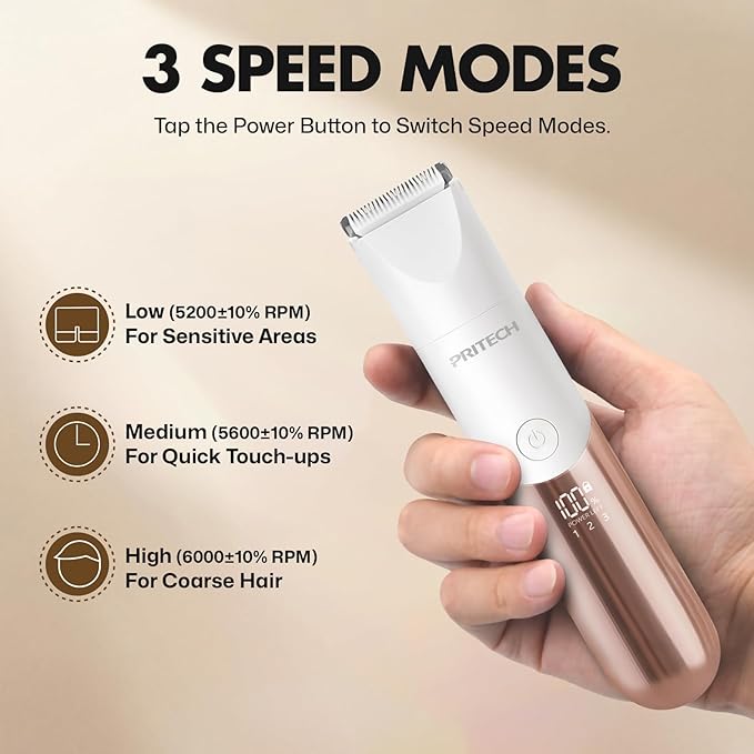 PRITECH Bikini Trimmer for Women, 2-in-1 Rechargeable Electric Razors for Women, Waterproof Bikini Shaver for Pubic Hair, Legs, Arms, Underarms, Electric Trimmer with Ceramic Blades, Travel Lock