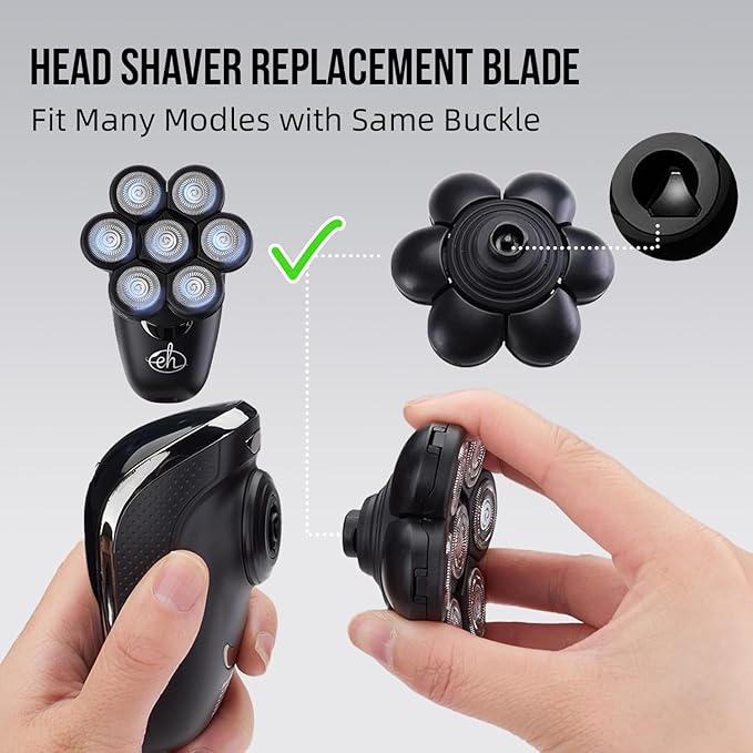 Electric Razor Replacement Blades, 7 Heads Wet Dry Beard Shaver Replacement Blade for Bald Men, compatible with E-Hunter AE7130 Electric Shavers