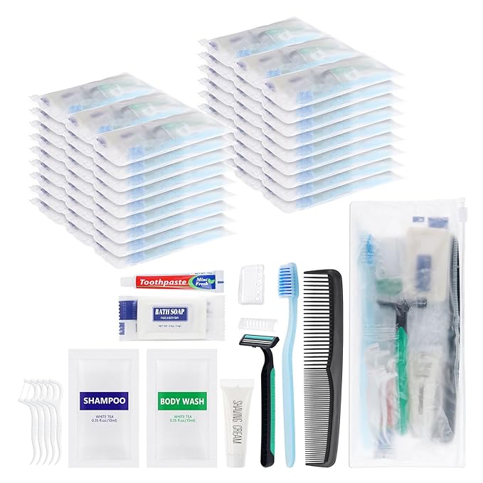 Pack of 20 Travel Size Toiletries Kit Individually Packed,Personal Hygiene Kit for Men Homeless Care Package Supplies Bulk