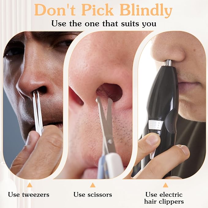 10Pcs 2-in-1 Nasal Hair Cutter Double Sided Nose Hair Trimmer Cutter 360° Rotating Nostril Hairs Removal Tool Portable Trimmer for Men Women Travel Essentials