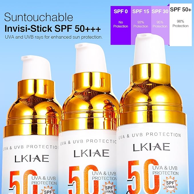 LKIAE Spf 50+ Sunscreen, UVA, UVB Protection, Prevent Sunburn, Skin Darkening, Pigmentation, Anti-Wrinkles, With Aloe Vera, Travel Size, 2 oz (Pack of 3)