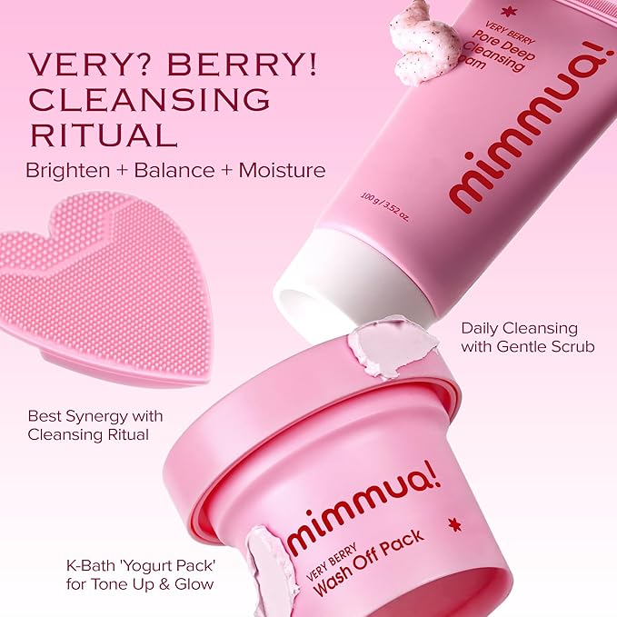 VERY BERRY Pore Deep Cleansing Foam | Berry Complex + Fermented Ingredients for Moisture & Healthy Glow | Gentle Exfoliating Face Scrub for Bumpy Skin | Pore Cleanser | 100g/ 3.52 FL OZ, 2pcs
