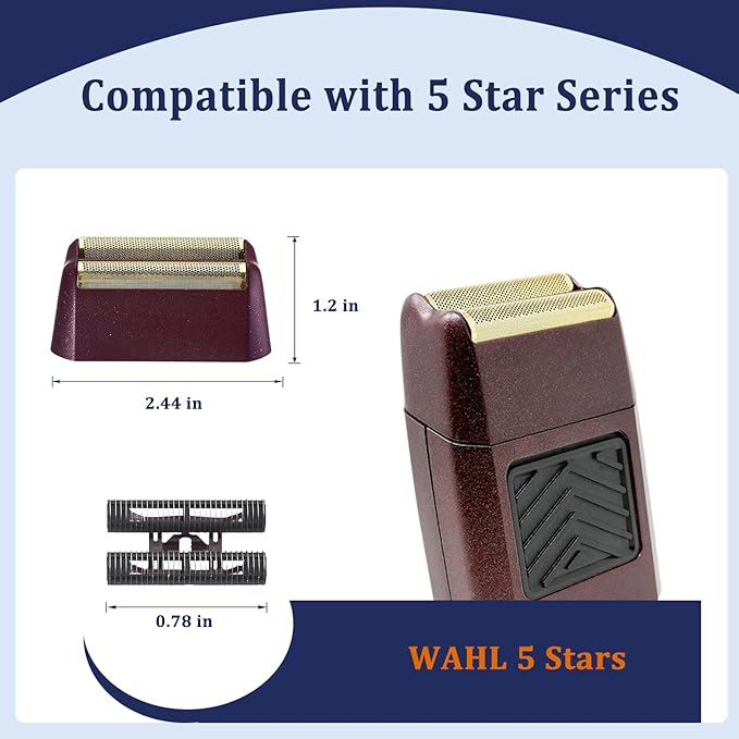 2-Pack Replacement Foil & Cutter Bar for Wahl Super Close Shaver – Professional Compatible with 7031-100 & 7043-100 Models, Red (5 Star Series Finale)