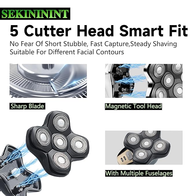 Upgrade Universal Head Shaver Replacement Heads Compatible with Freebird Shaver, Full Dual Blade Ring Design Replacement Heads for Wyklaus Head Shavers for Bald Men (Black)