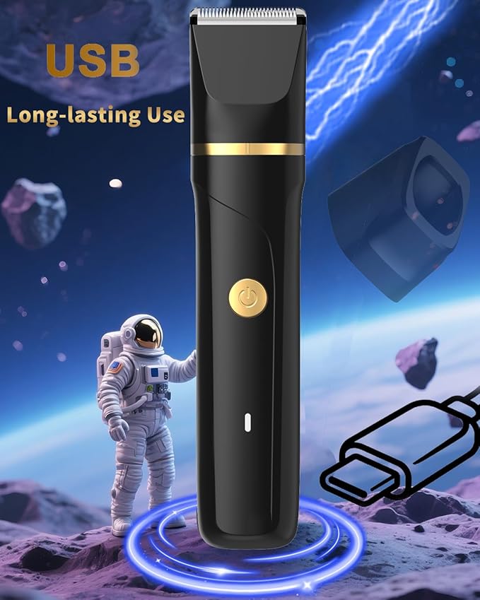 AREYZIN Body Hair Trimmer Men: Manscape 3 in 1 Electric Razor, Hair Trimmer for Body Groomer,Beard, Nose/Ear Hair,USB-C Replaceable Dock Ceramic Blade Heads