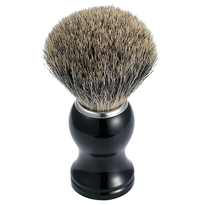 Vtrem Shaving Brush Black Handle Professional Badger Hair Shave Brush for Men Shaving Brush for Wet Shave for Safety Razor Double Edge Razor Straight Razor or Shaving Razor