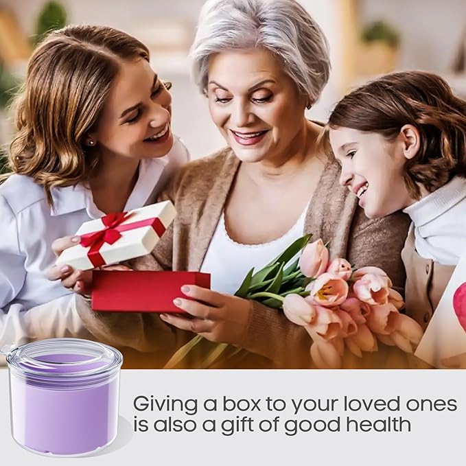 Denture Bath Cup with Cleaning Brush, Large Soaking Container with Strainer Basket for False Teeth & Night Guard, Oral Care Storage Holder for Home Use, Purple
