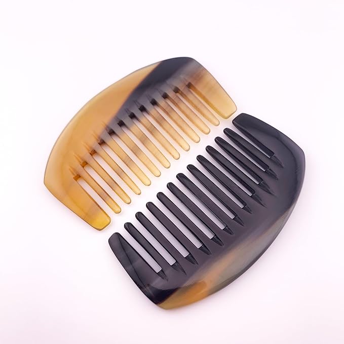 Buffalo Horn Comb – Natural Antistatic Hair and Beard Brush for Men and Women – Handmade Cow Horn Comb for Hair Care (3.55" wide tooth handleless)