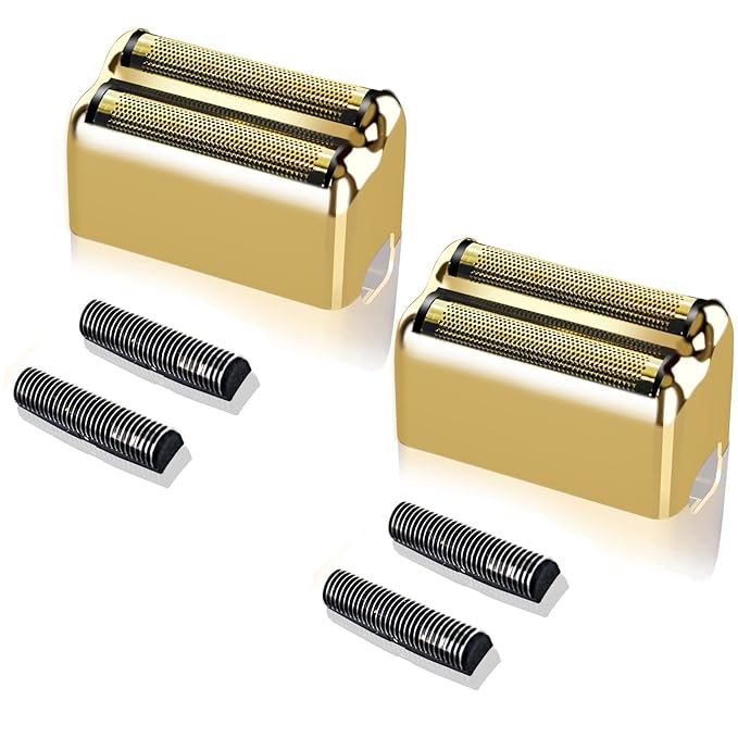 Professional Replacement Foil and Cutters for BaBylissPRO Barberology Double Foil Shaver, Compatible with BaBylissPRO Barberology FXFS2 Shaver (2 gold)