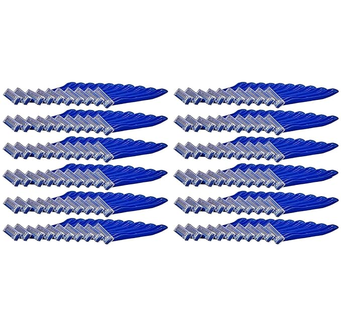 Disposable Twin Blade Razor [Pack of 100] Professional Blue Easy Grip Throw Away Single Use Body Shaving Razors for Silky Smooth Shave for Men and Women with Sensitive Skin – Home, travel, homeless