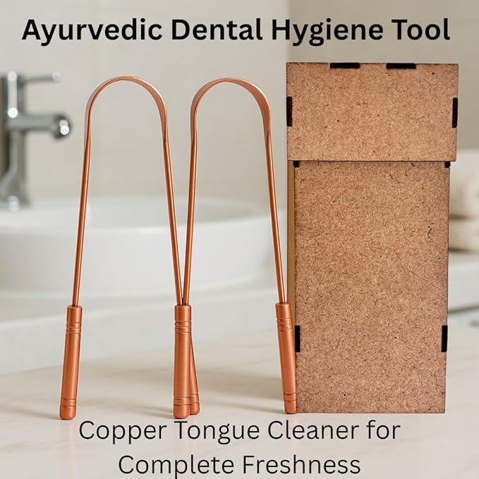 ALADEAN Copper Tongue Cleaner with Case, Pack of 3, Tongue Scraper for Adults, Oral Care & Hygiene (2pc Pack)