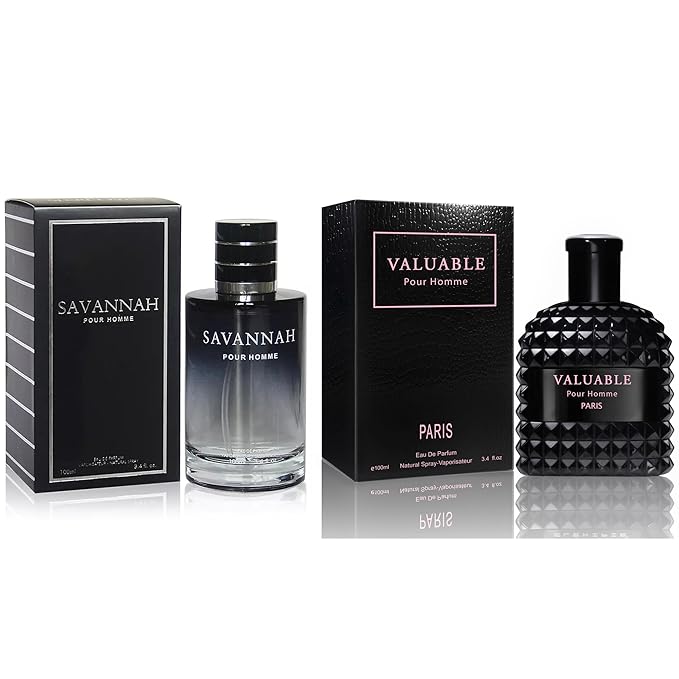 META-BOSEM Men's Perfume Gift Set, EDP, 2 Pack (3.4 oz / 100 mL each), SAVANNAH, Valuable Men, Modern Fresh, for everyday, Long-Lasting, Gift Ready
