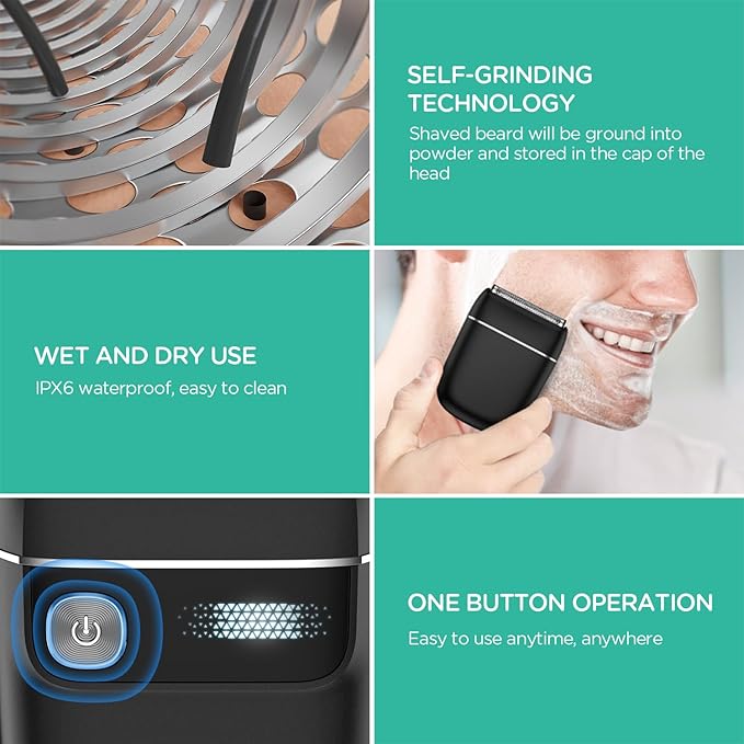 VOYOR Foil Shaver 2 in 1 Double Shavers for Men,Portable Electric Razor with Rechargeable Foil Razor Multifunction Grooming Barber Shaver IPX6 Washable Travel Shavers ER300 (Black)