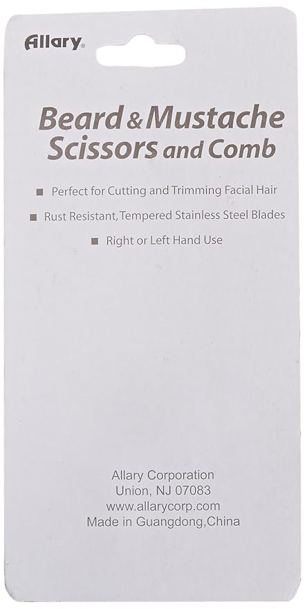 Allary Men's Beard and Mustache Scissors, Mini Comb Trimming Kit