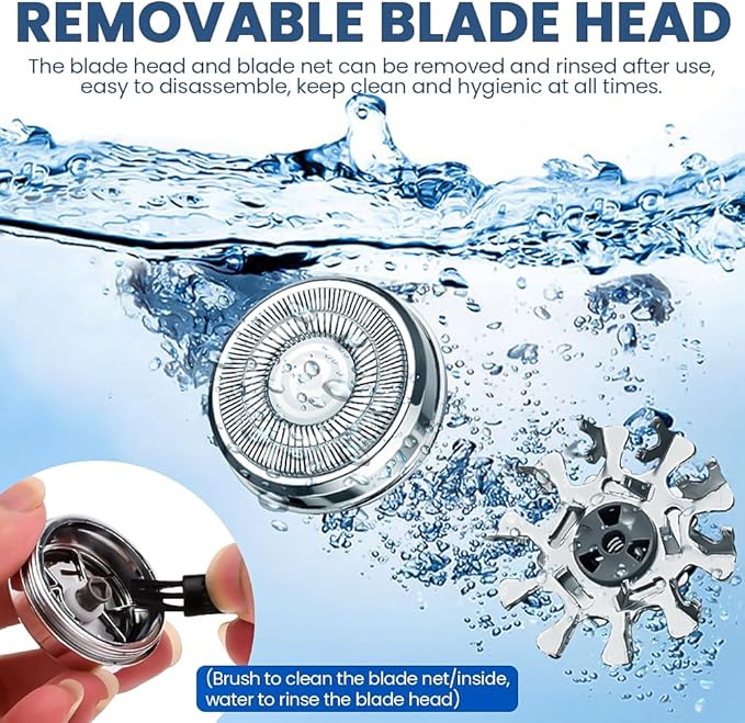 Mini Travel Electric Shaver, Portable Pocket Size Rechargeable Shaving Razor Lightweight Razor with Battery Power Display Wet & Dry Rotary for Teen Office Business (Silver)