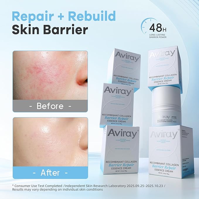 Recombinant Collagen Face Cream - Barrier Repair Moisturizer Cream with Panthenol Centella Licorice Complex for Hydrating Soothing Strengthening for Women & Men for Sensitive Skin S1-50G