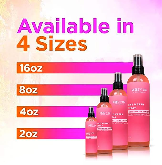 Uhuru Naturals Hair Growth Spray, 16 Oz Fermented Rice Water All Natural Conditioning & Moisturizing Treatment for Color Treated & Damaged Hair - Sulfate Free Repair & Regrowth for Men & Women