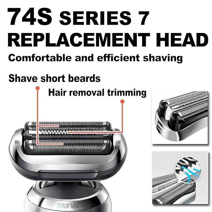 74S Series 7 Braun Electric Shaver Replacement Head Compatible with braun series 7 7120s, 7125s, 7127cs, 7171cc, 7175cc, 7185cc and 7189cc (2PACKS)