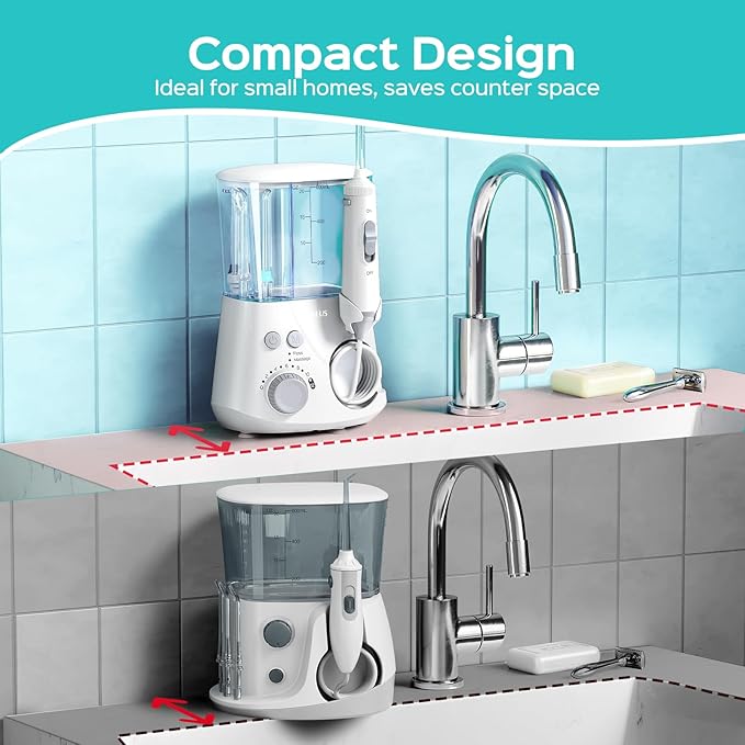 COSLUS Advanced Water Flosser for Teeth: 2 Modes & 12 Pressure Settings Electric Dental Pick for Orthodontic, Braces, Sensitive Gums - Home Use, 5 Jet Tips for Multiple Users, Family, White, E2