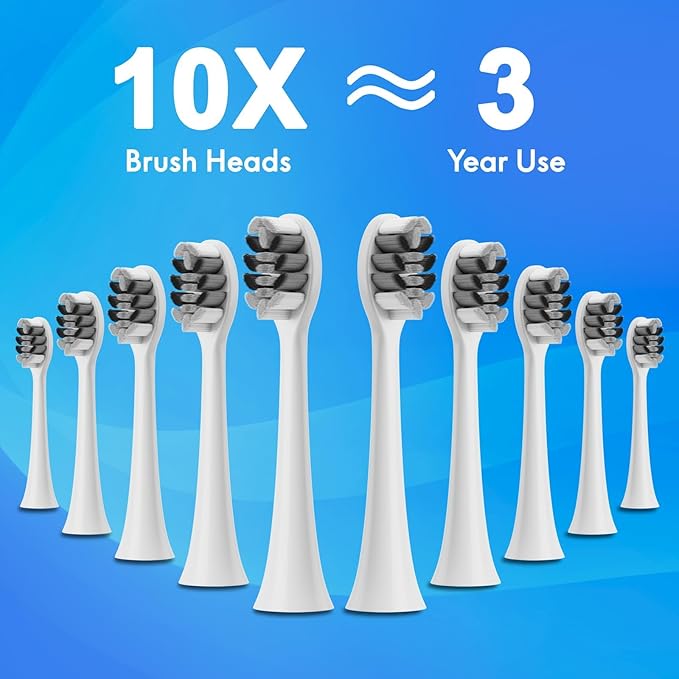 Electric Toothbrush, 10 Brush Heads & Travel Case, 42,000 VPM Electric Motor & USB Charging, 5 Modes with Smart Timer, Ultra Whitening Toothbrush for Adults and Kids