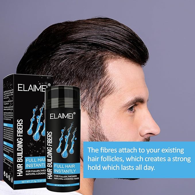 Using our hair fibers to make hair thicker, Natural Formula Hair Fiber, Conceals Hair Loss & Look Younger, Your Secret to Confidence! Designed for Men & Women (Black) (Dark brown)