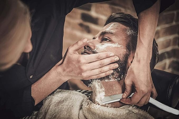 Professional Straight Razors For Men - Barber Razor Straight Edge Razor Kit For Close Shave - Beard Cut Throat Safety Razor Navajas Para Barbero Shavette - 10 Shaving Blades By Krisp Beauty White
