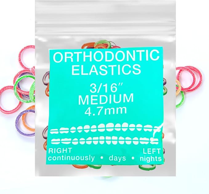Neon Latex 100 counts Intraoral Elastic Bands Orthodontic Elastics Dental Rubber Bands Made in US Medium 3/16'', Neon Latex